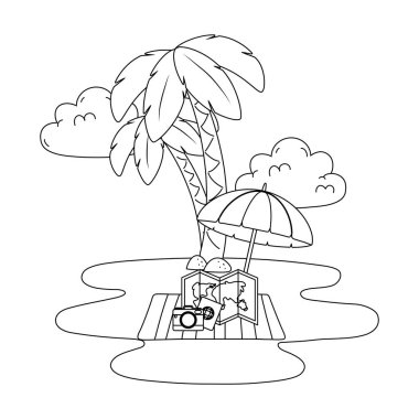 Plaj nesneleri karikatür tatil yaz