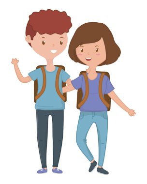 Genç çocuk ve kız karikatür tasarım