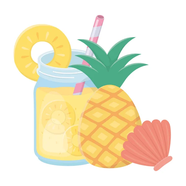 Suco de abacaxi bebida design vetor ilustração — Vetor de Stock