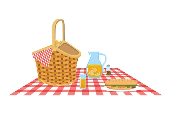 Ilustrador de vectores de diseño de cesta de picnic aislado — Archivo Imágenes Vectoriales