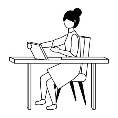 İş kadını avatar karikatür tasarım vector Illustrator