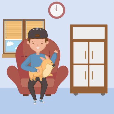 Köpek karikatür tasarımı ile çocuk