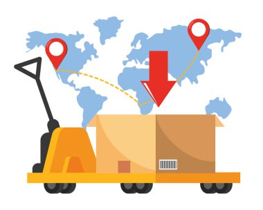 bir kutu vektör illüstrasyon taşıyan pushcart