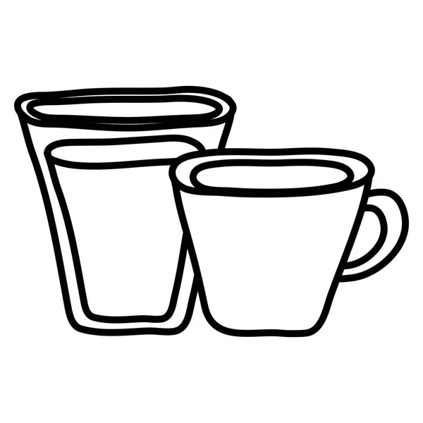Wasserglas mit Kaffeetasse — Stockvektor