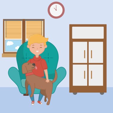 Köpek karikatür tasarımı ile çocuk