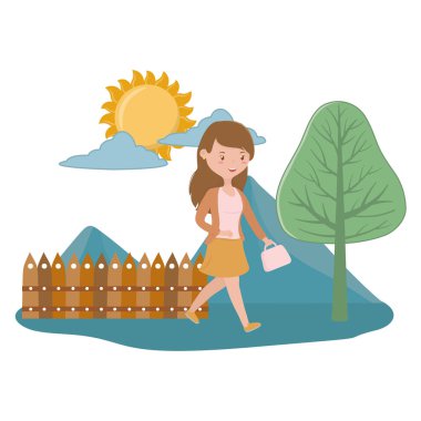 park tasarımında kadın karikatür