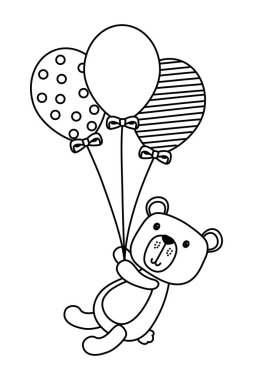 Balonlar tasarımı ile Teddy ayı karikatür