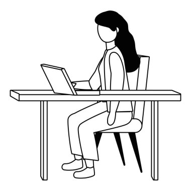 İş kadını avatar karikatür tasarım vector Illustrator