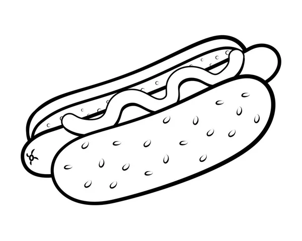 Icona hot dog in bianco e nero — Vettoriale Stock