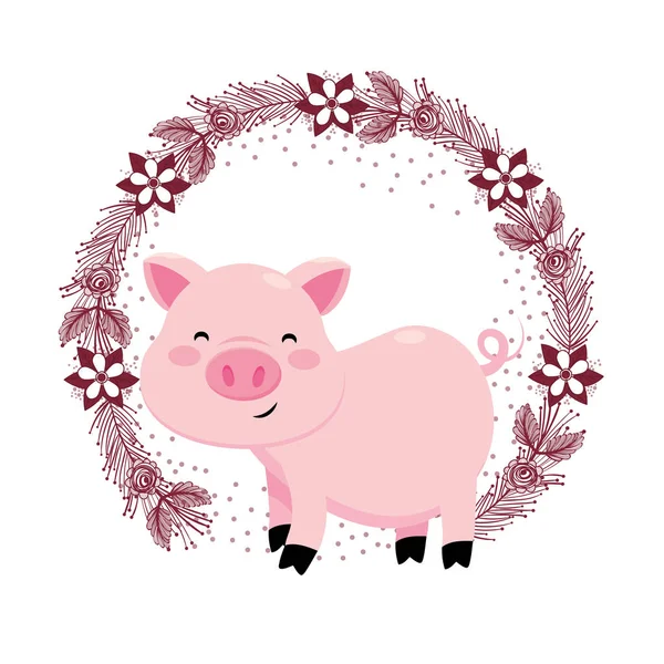 Свиня з розташуванням листя — стоковий вектор