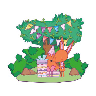 manzara giftbox ile sevimli ve küçük tilki