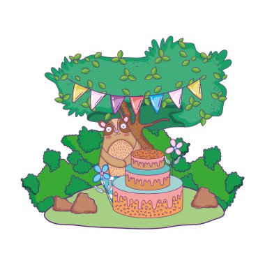 tatlı kek ile sevimli ayı