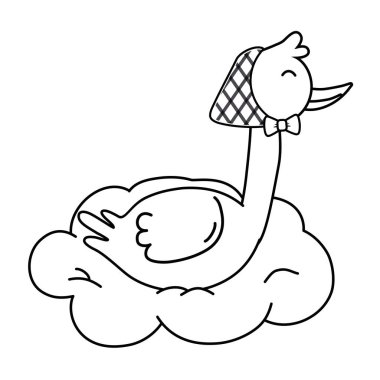 siyah beyaz bir bulut üzerinde leylek