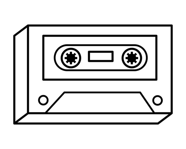 Caricatura vintage de cassette de música pop art en blanco y negro — Vector de stock