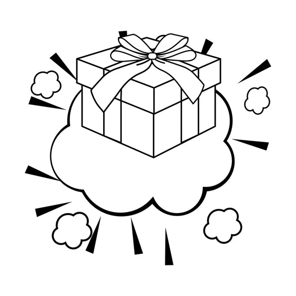 Pop art gift box cartoon in black and white