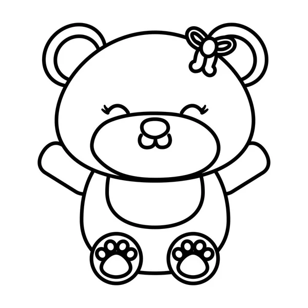 Játék medve ikon fekete-fehér — Stock Vector