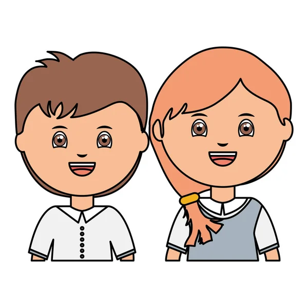 Mignon petits étudiants couple personnages — Image vectorielle