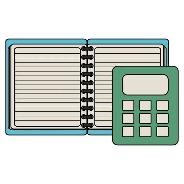 带计算器的笔记本学校供应 — 图库矢量图片