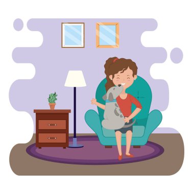 Köpek karikatür tasarımı ile kız