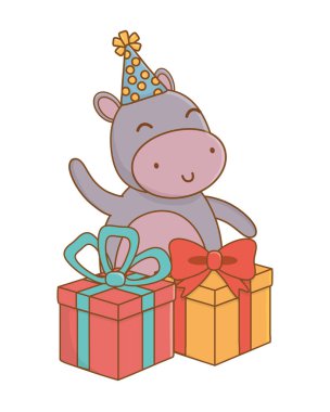 Mutlu Doğum simgesi tasarımı ile hayvan karikatür