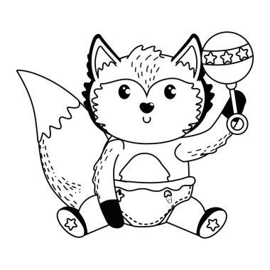 Tilki ve bebek duş sembolü tasarım