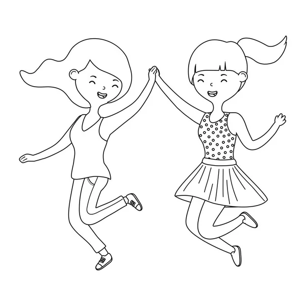 Adolescente filles dessins animés concepteur vectoriel illustrateur — Image vectorielle