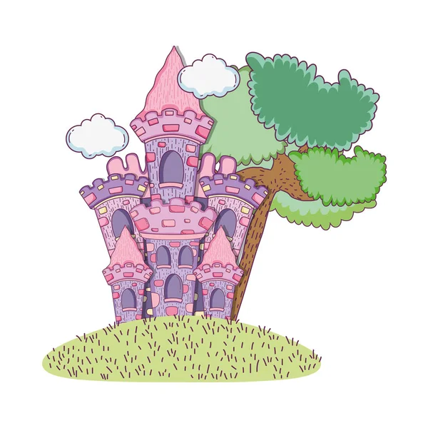 Hermoso castillo de cuento de hadas en el paisaje — Vector de stock