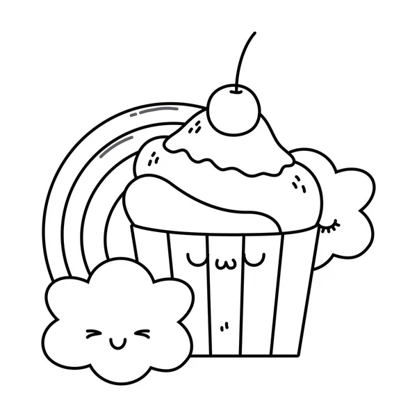 Kawaii de diseño de dibujos animados muffin — Archivo Imágenes Vectoriales