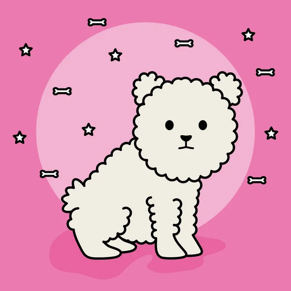 Pequeño perro adorable mascota carácter — Vector de stock