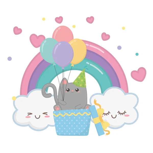 Kawaii cat and happy birthday design