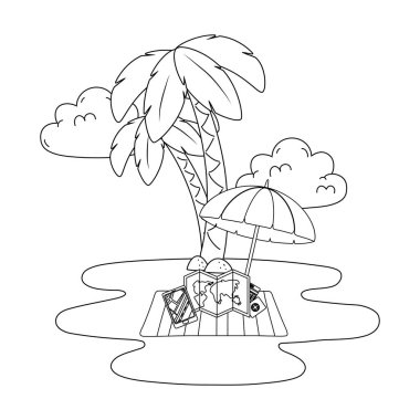 Plaj nesneleri karikatür tatil yaz