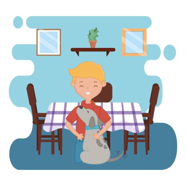 Köpek karikatür tasarımı ile çocuk