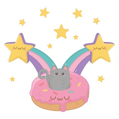 Kawaii kedi karikatür tasarım