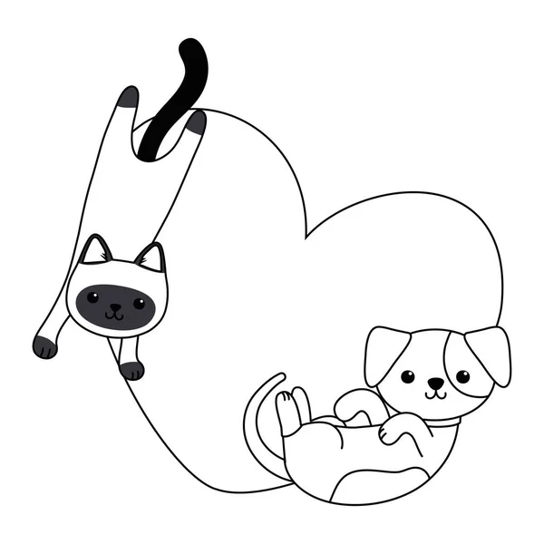 孤立した猫と犬の漫画のデザイン — ストックベクタ