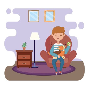 Köpek karikatür tasarımı ile çocuk