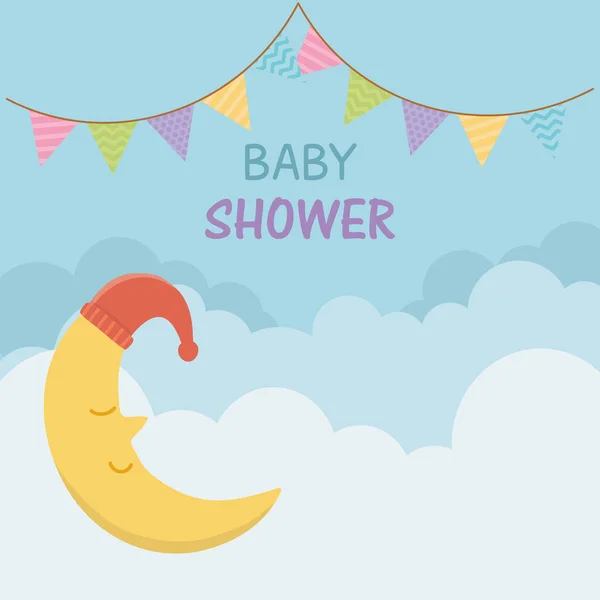 Baby shower kort med Sleeping Moon — Stock vektor