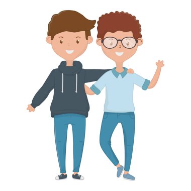 Genç arkadaşlar tasarım vektör illüstrasyon