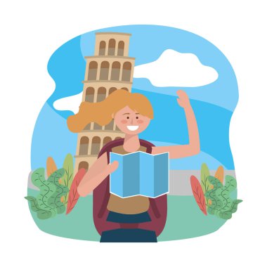 İzole Pisa kule Simgesel Yapı Tasarım