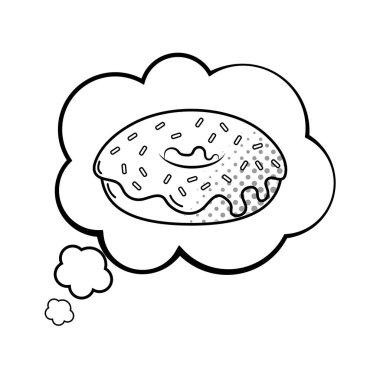 bir konuşma balonu siyah ve beyaz içine donut