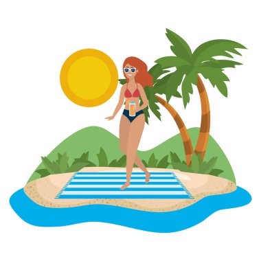 Yüzme giyim tasarımı ile kız