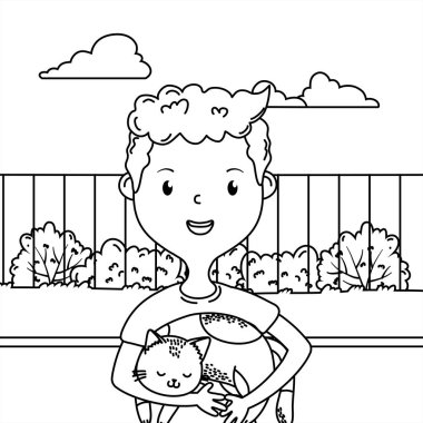 Kedi karikatür tasarımı ile çocuk