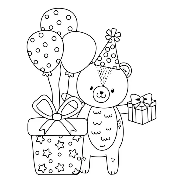 Dibujos animados de animales con diseño de iconos de feliz cumpleaños — Archivo Imágenes Vectoriales