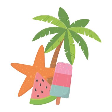 Palmiye ağacı tasarımı, yaz tatil vektör illüstrasyon