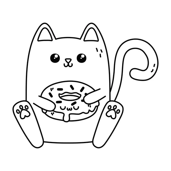 Kawaii de desenho animado de gato — Vetor de Stock