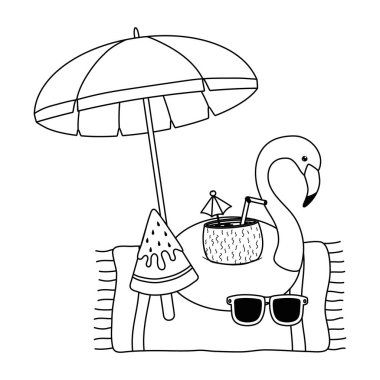 Yaz ve tatil simgesi set tasarım