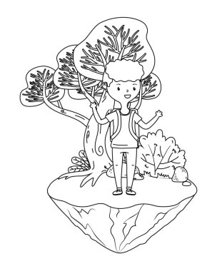 Genç çocuk karikatür tasarım vector Illustrator