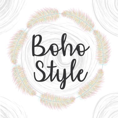 tüyler ile dairesel bohem çerçeve