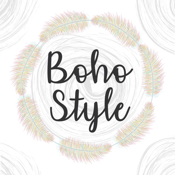 tüyler ile dairesel bohem çerçeve