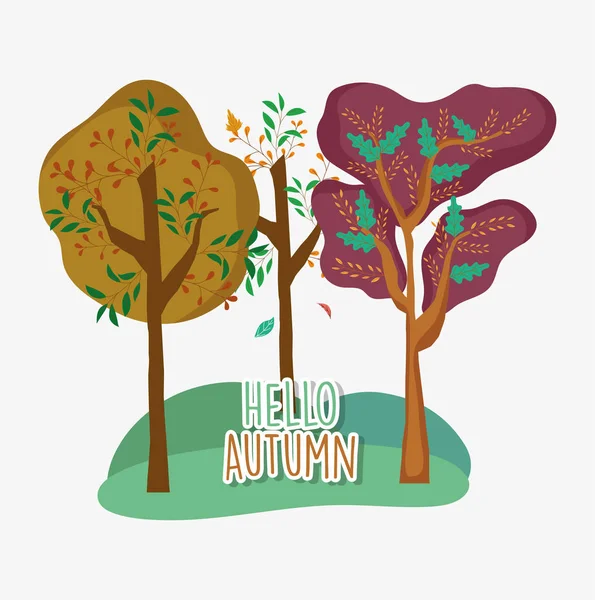 El follaje de árboles deja hello la temporada de otoño — Archivo Imágenes Vectoriales