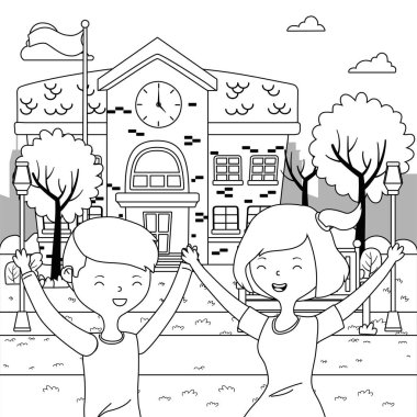 Genç çocuk ve kız karikatür tasarım